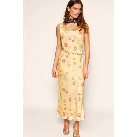 Rixo Bondi Sleeveless Midi Dress - Xs Water Blossom Yellow